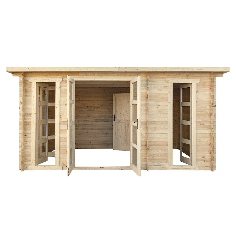 Abri en bois cloisonné 15m² MODERNE - madriers 28mm Gardy Shelter Ma boutique