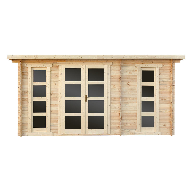 Abri en bois cloisonné 15m² MODERNE - madriers 28mm Gardy Shelter Ma boutique