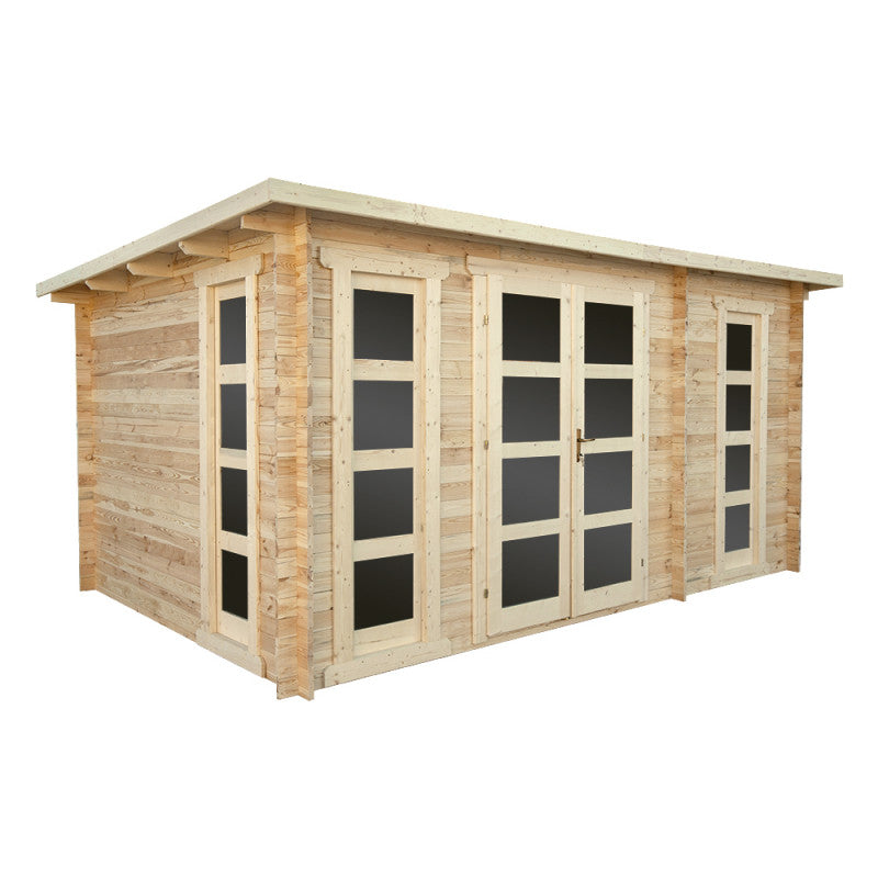 Abri en bois cloisonné 15m² MODERNE - madriers 28mm Gardy Shelter Ma boutique