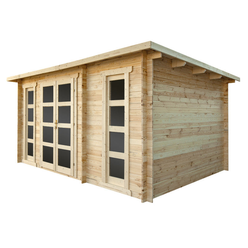 Abri en bois cloisonné 15m² MODERNE - madriers 28mm Gardy Shelter Ma boutique