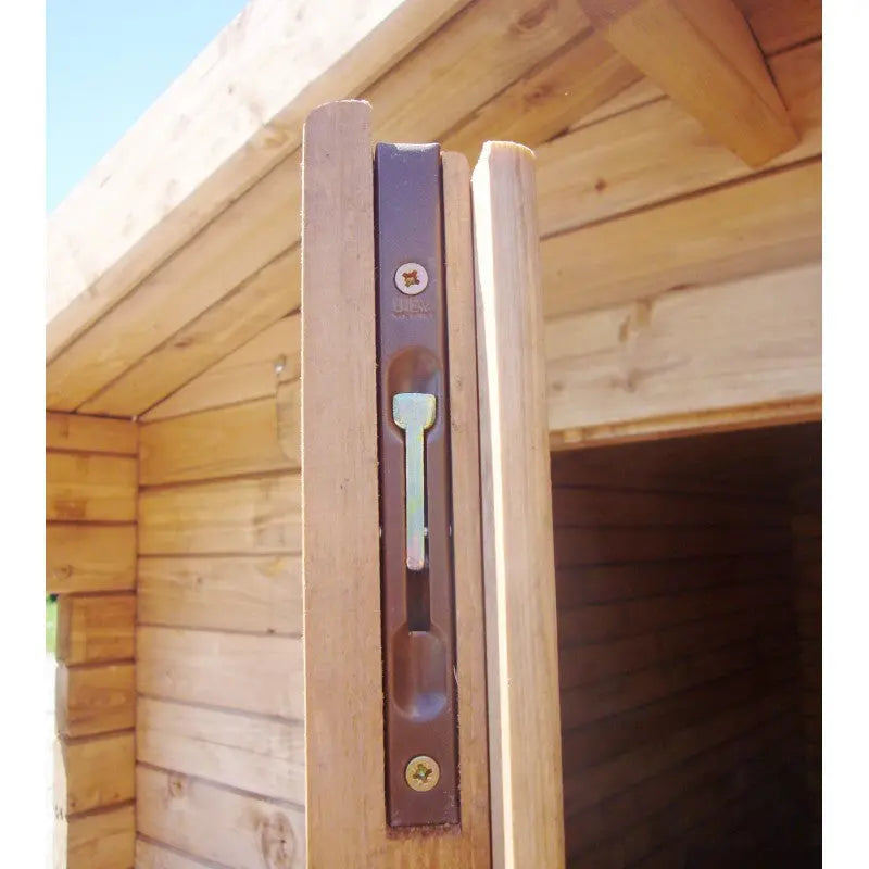 Abri en bois massif 9m² PLUS 28mm traité teinté marron Gardy Shelter Ma boutique
