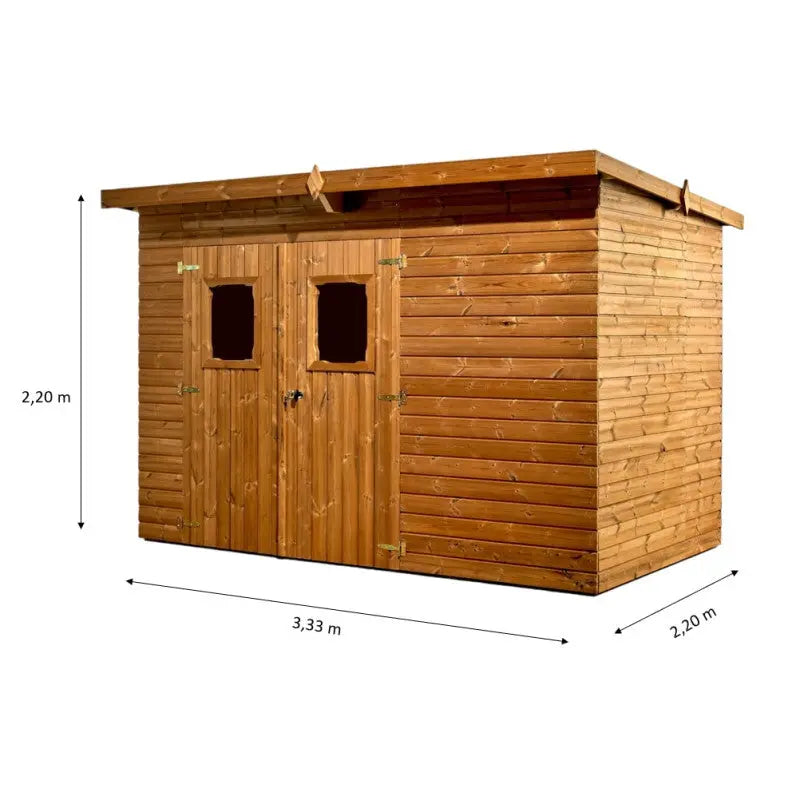 Abri Theora 7,33m² en bois thermo traité et toiture en acier HABRITA Ma boutique