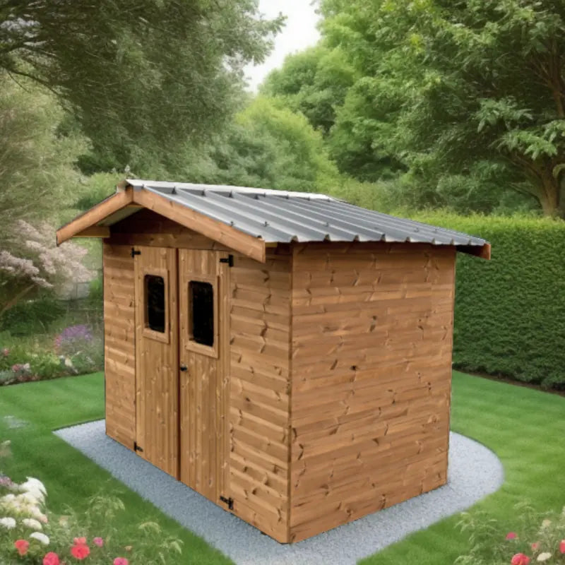 Abri Thermabri 7,62m² en bois thermo traité toiture en acier HABRITA Ma boutique