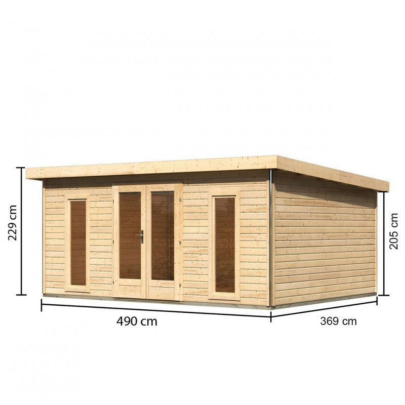 Abri toit plat 18,08m² bois massif 40mm Radeburg 4 – Karibu Ma boutique