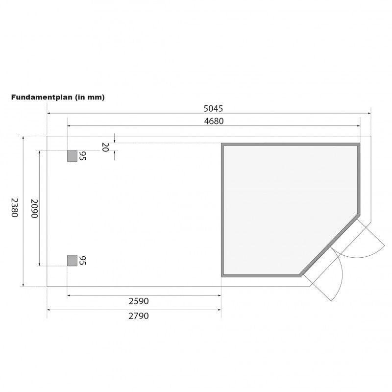 Abri toit plat 4,62m² Goldendorf 3 + auvent en bois vitrifié gris 19mm - Karibu Ma boutique