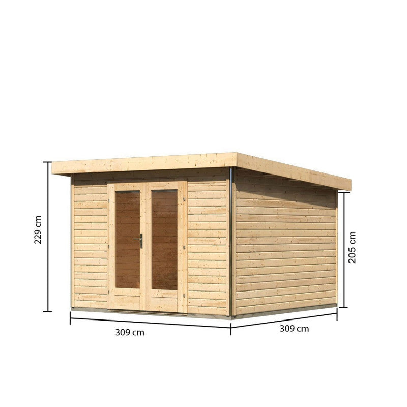 Abri toit plat 9,55m² bois massif 40mm Radeburg 1 – Karibu Ma boutique