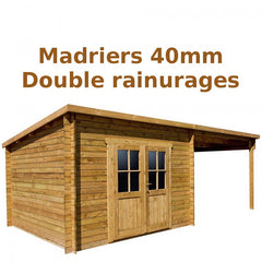Abri toit plat 9m² PLUS 40mm + terrasse 9m² traité marron Gardy Shelter Ma boutique