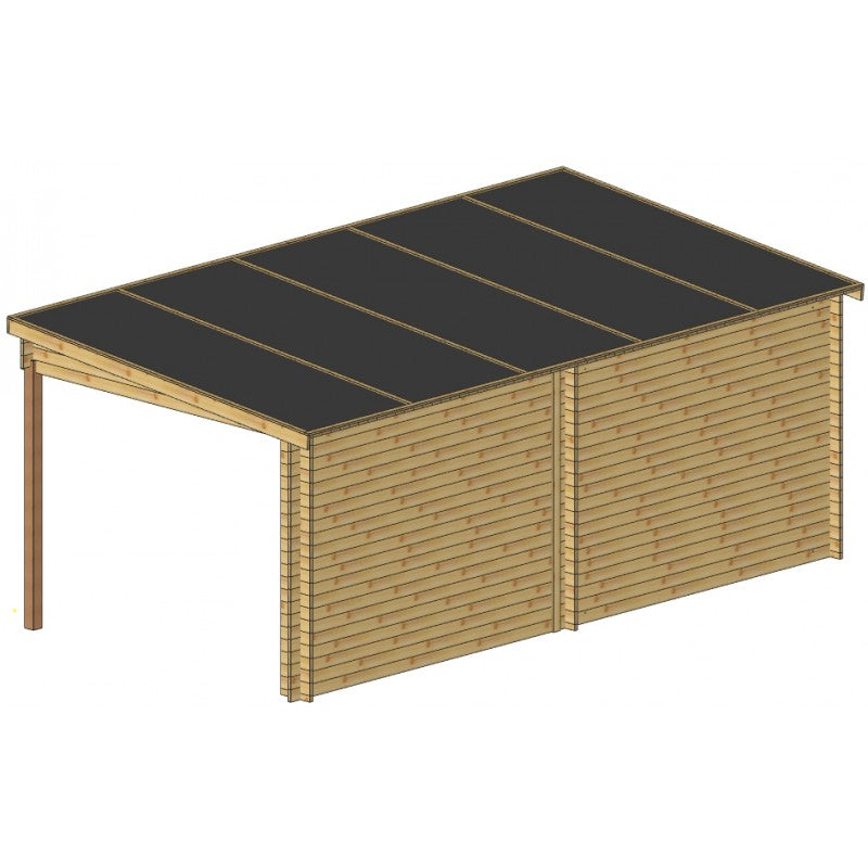 Abri toit plat 9m² PLUS 40mm + terrasse couverte latérale 9m² Gardy Shelter Ma boutique