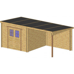 Abri toit plat 9m² PLUS 40mm + terrasse couverte latérale 9m² Gardy Shelter Ma boutique