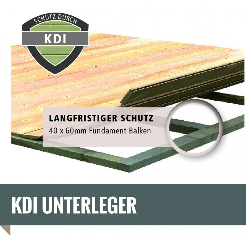 Abri toit plat en bois massif 19mm Qubic 6,05m² + appentis 5,6m² gris terre - Karibu Ma boutique