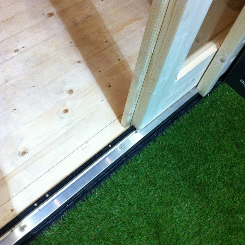 Abri toit plat en bois massif 19mm Qubic 6,05m² + appentis 5,6m² gris terre - Karibu Ma boutique