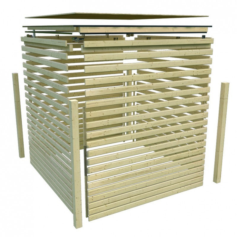 Abri toit plat en bois massif 19mm Qubic 6,05m² + appentis 5,6m² - Karibu Ma boutique