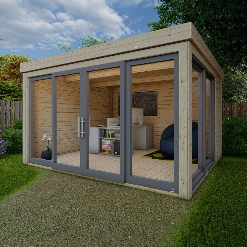 Bureau de jardin en bois massif 11,8m² - madriers 40mm Gardy Shelter Ma boutique