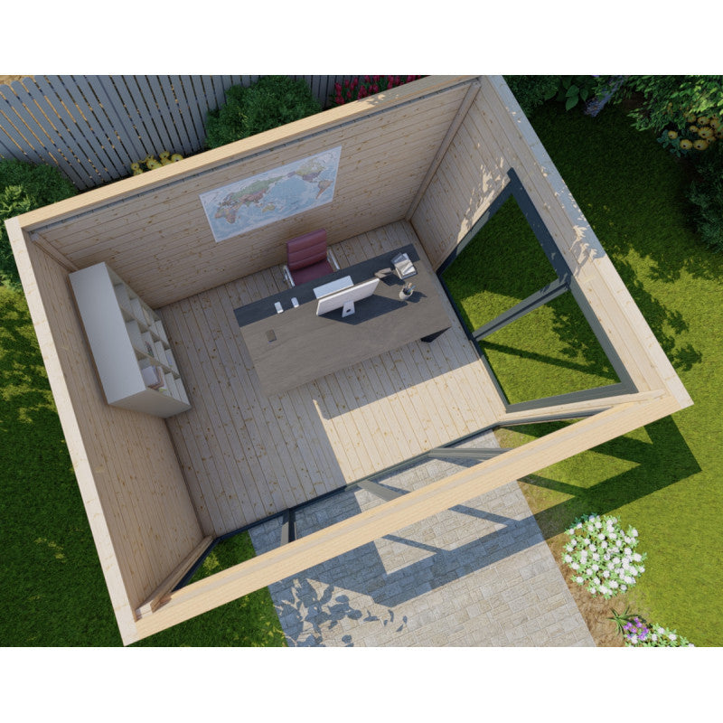 Bureau de jardin en bois massif 11,8m² - madriers 40mm Gardy Shelter Ma boutique