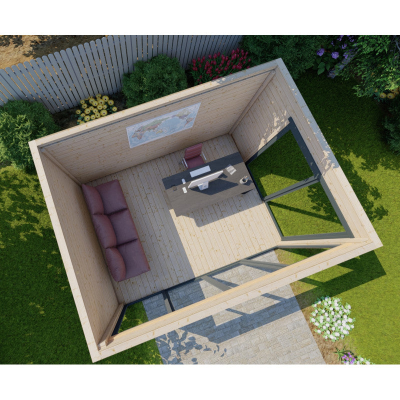 Bureau de jardin en bois massif 11,8m² - madriers 40mm Gardy Shelter Ma boutique