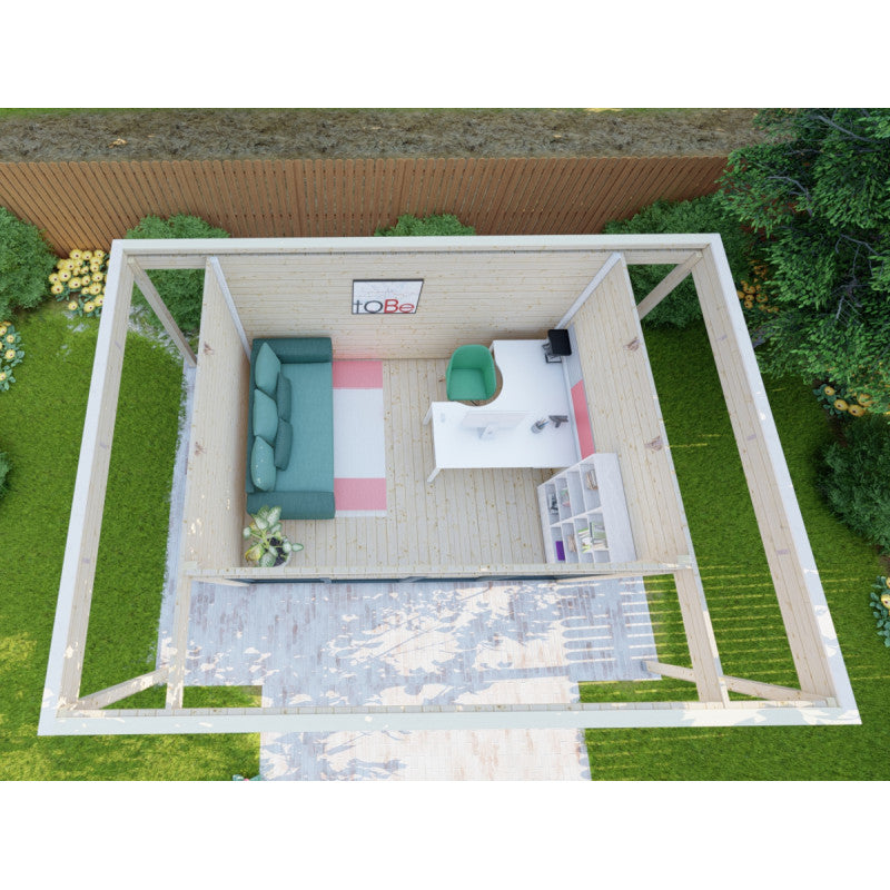 Bureau de jardin en bois massif avec terrasse 16,5m² - madriers 40mm Gardy Shelter Ma boutique