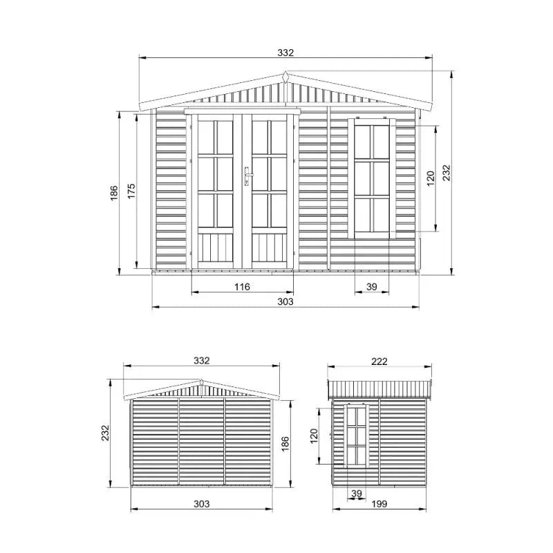 Bureau de jardin en panneaux 17mm - 303x199cm - avec plancher - Timbela Ma boutique