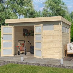 Chalet Moderne 11,84m² en bois massif 44mm avec porte double vitrée+2 fenêtres - Gardenas Ma boutique