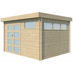 Chalet Moderne 11,84m² en bois massif 44mm avec porte double vitrée+2 fenêtres - Gardenas Ma boutique