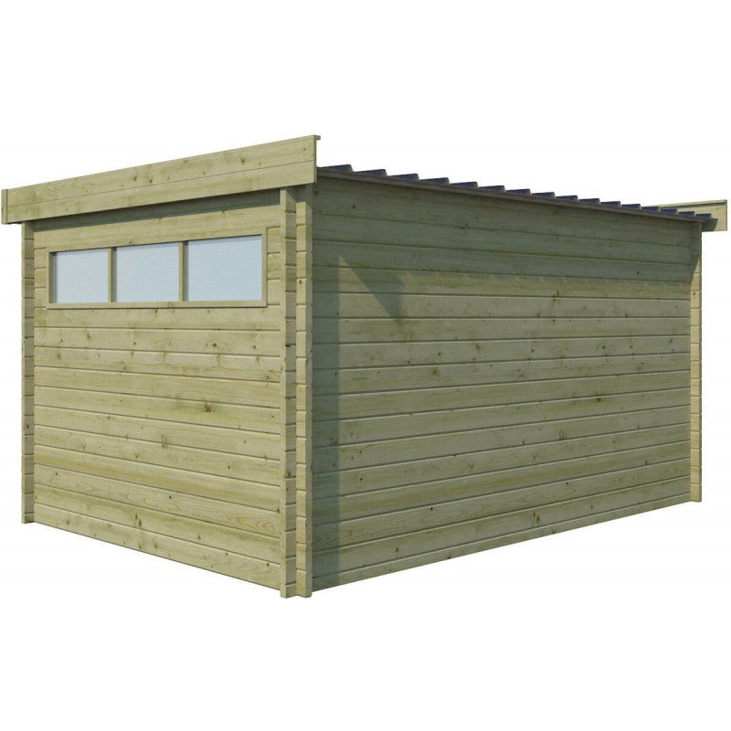 Chalet Moderne 13,8m² en bois traité 44mm avec porte double vitrée+2 fenêtres - Gardenas Ma boutique
