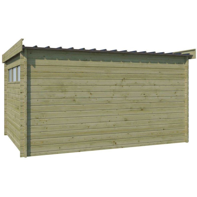 Chalet Moderne 13,8m² en bois traité 44mm avec porte double vitrée+2 fenêtres - Gardenas Ma boutique