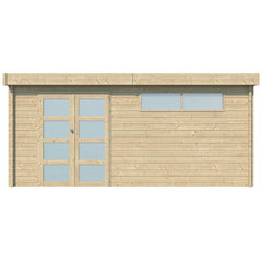 Chalet Moderne 16,74m² en bois massif 44mm avec porte double vitrée+2 fenêtres - Gardenas Ma boutique