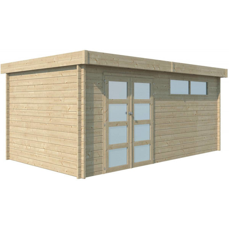 Chalet Moderne 16,74m² en bois massif 44mm avec porte double vitrée+2 fenêtres - Gardenas Ma boutique