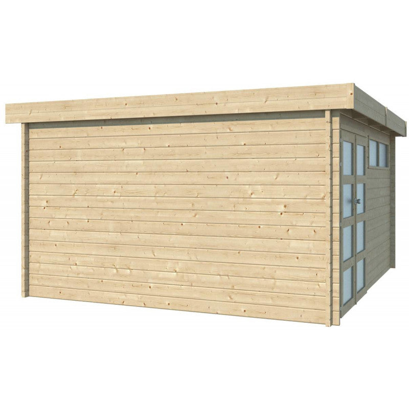 Chalet Moderne 17,39m² en bois massif 44mm avec porte double vitrée+2 fenêtres - Gardenas Ma boutique