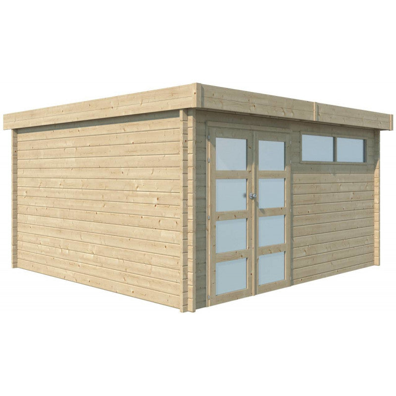 Chalet Moderne 17,39m² en bois massif 44mm avec porte double vitrée+2 fenêtres - Gardenas Ma boutique