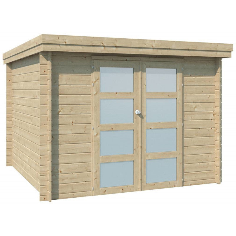 Chalet moderne Oregon 9,6m² en bois massif 28mm avec porte double vitrée - Gardenas Ma boutique