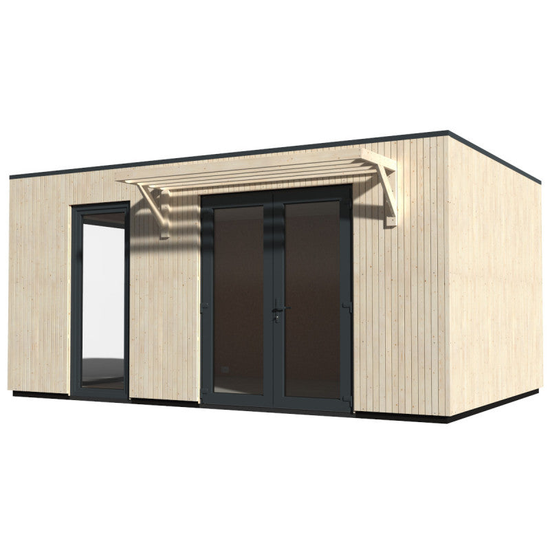 Studio Como modulable isolé en bois blanc 19m² avec double porte vitrée - Décor et Jardin
